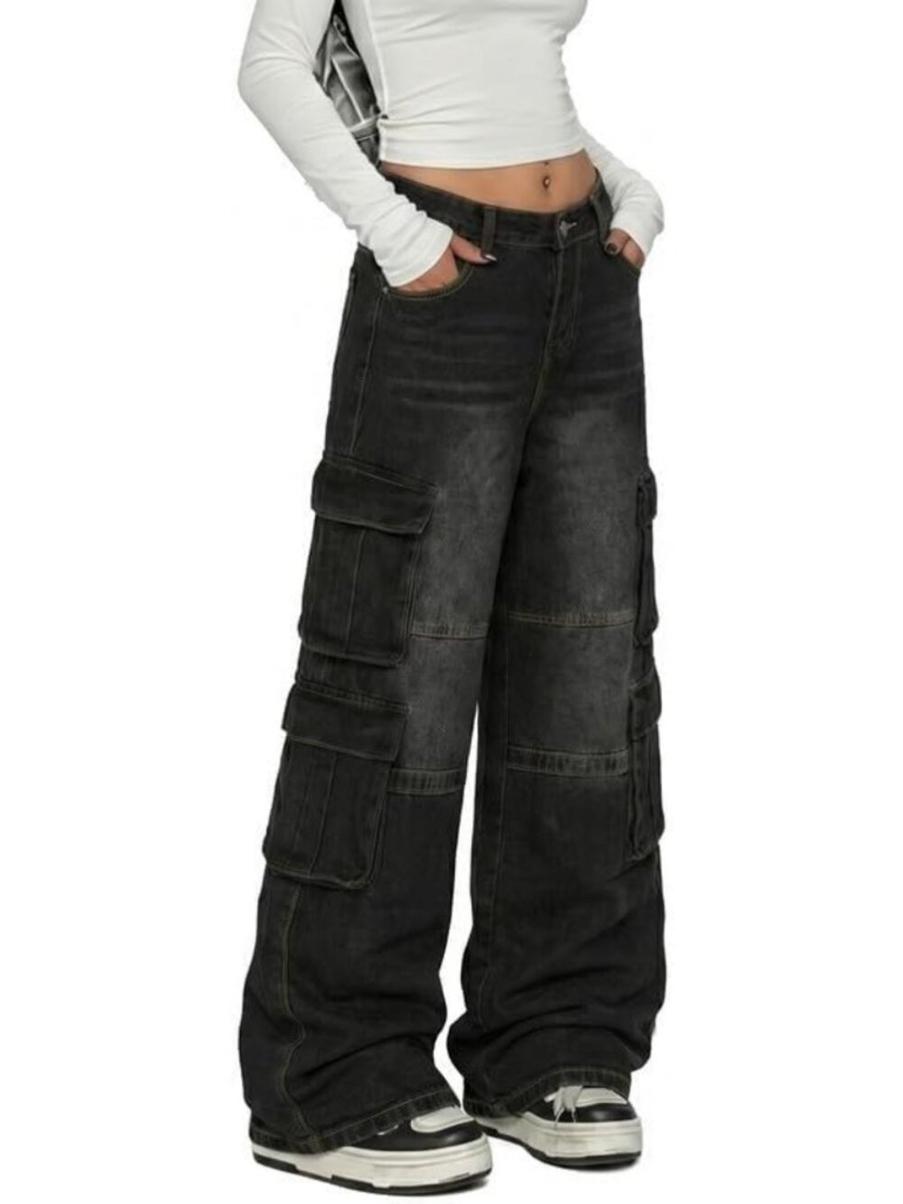 Trendy Women's Baggy Cargo Jeans | Wide Leg Streetwear Pants for Casual Style
